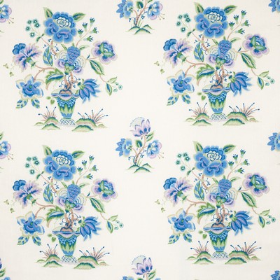 Schumacher Fabric Ashford Linen Cornflower and Lilac