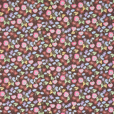 Schumacher Fabric Calico Multi On Brown