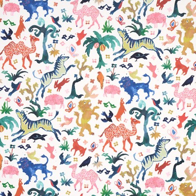 Schumacher Fabric Beasts Multi on Ivory