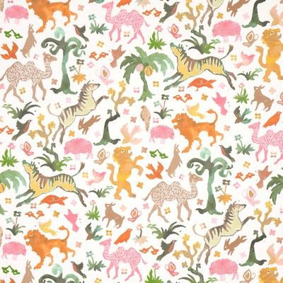 Schumacher Fabric Beasts Pink and Gold