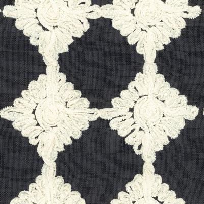 Schumacher Fabric ROSETTE EMBROIDERY CHARCOAL