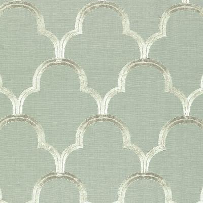 Schumacher Fabric SCALLOP EMBROIDERY MINERAL