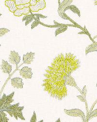 Schumacher Fabric Sheridan Linen Embroidery Chartreuse Fabric