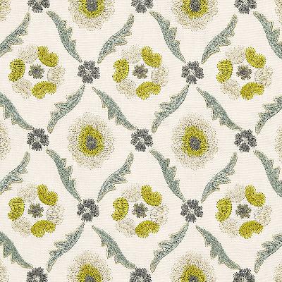 Schumacher Fabric CLAREMONT EMBROIDERY CHARTREUSE