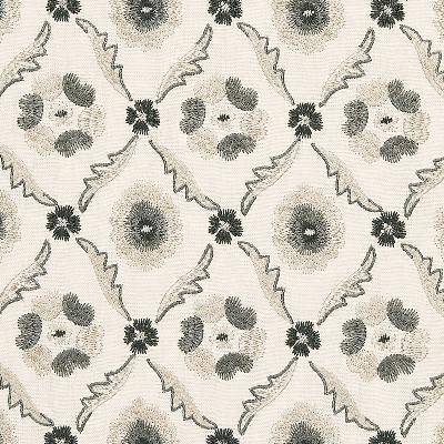 Schumacher Fabric CLAREMONT EMBROIDERY GRISAILLE