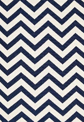 Schumacher Fabric ANTIBES CHEVRON NAVY