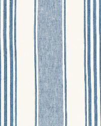 Schumacher Fabric Summerville Linen Stripe Ocean Fabric