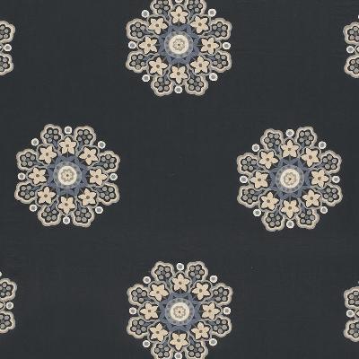 Schumacher Fabric CHENNAI LINEN EMBROIDERY MIDNIGHT