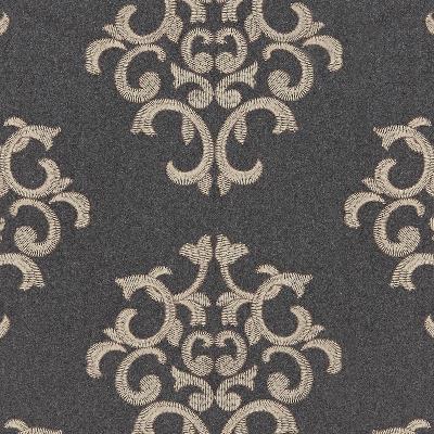 Schumacher Fabric BYRON EMBROIDERED WOOL CHARCOAL