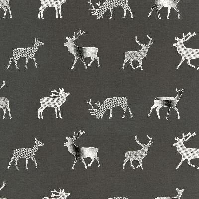 Schumacher Fabric CARIBOU EMBROIDERY CHARCOAL