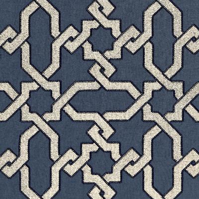 Schumacher Fabric CORDOBA EMBROIDERY INDIGO