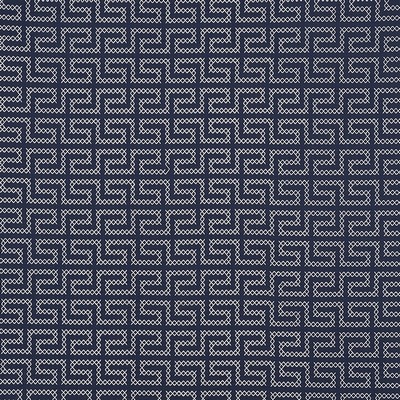 Schumacher Fabric A MAZE EMBROIDERY NAVY