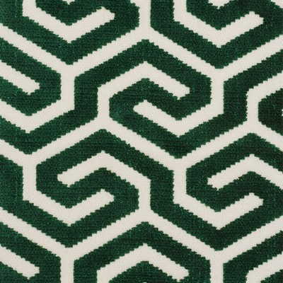 Schumacher Fabric MING FRET VELVET EMERALD