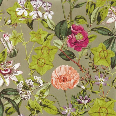 Clarke and Clarke Wallpaper PASSIFLORA MULBERRY/GILVER WP