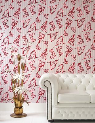 Thybony Wallcoverings Shoes Scarlet