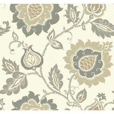 Carey Lind Carey Lind Vibe Jaco Floral Wallpaper cream, pewter, almond tan, stone grey, light taupe
