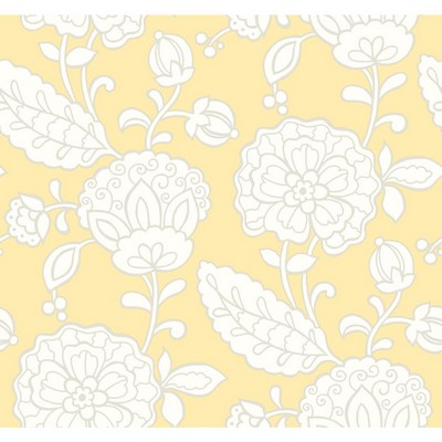Carey Lind Carey Lind Vibe Chunky Floral Wallpaper butter yellow, pale grey, white