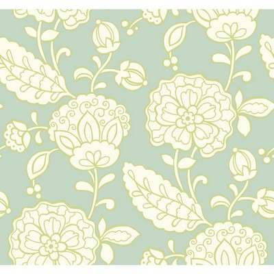 Carey Lind Carey Lind Vibe Chunky Floral Wallpaper sea foam green, white, lime green