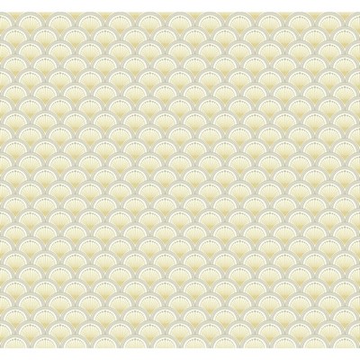 Carey Lind Carey Lind Vibe Scallop Wallpaper white, pale grey, butter yellow, silver