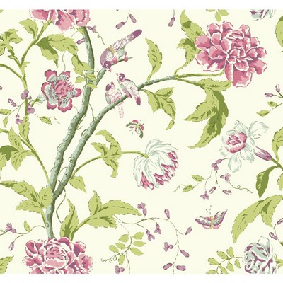 Carey Lind Carey Lind Vibe Teahouse Floral Wallpaper pearl, pale grey, heather pink, purple, grey/green