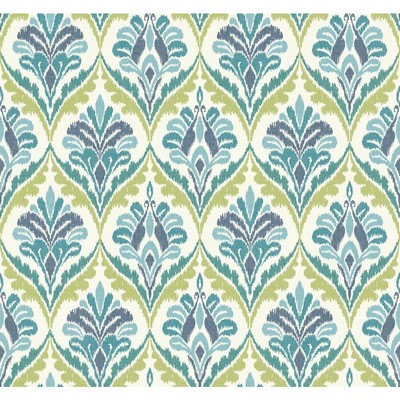 Carey Lind Modern Shapes Basilica Wallpaper white, aqua, blue, teal, yellow/green