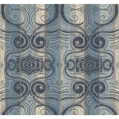 Carey Lind Menswear Wavelength Removable Wallpaper Blues/Metallics