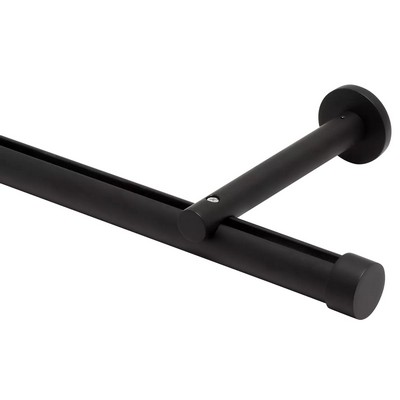 Aria Metal Single Rod Wall Mount with 6 in Projection Matte Black