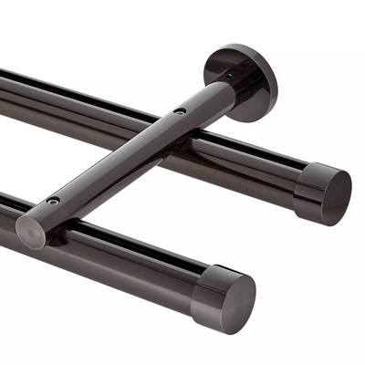 Aria Metal Double Rod Wall Mount  192 in Brushed Black Nickel Brushed Black Nickel