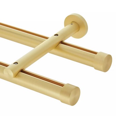 Aria Metal Double Rod Wall Mount  48 in Satin Gold Satin Gold