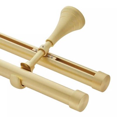 Aria Metal Mixed Double Rod Wall Mount  192 in Satin Gold Satin Gold