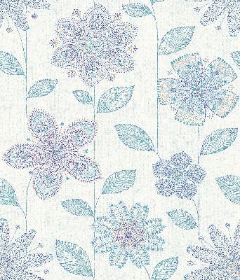 Brewster Wallcovering Maisie Indigo Batik Flower Indigo