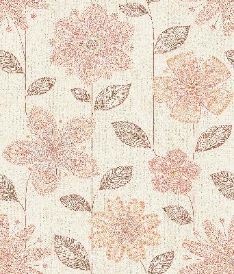 Brewster Wallcovering Maisie Coral Batik Flower Coral