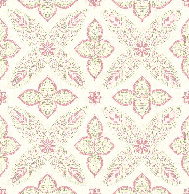 Brewster Wallcovering Off Beat Ethnic Pink Geometric Floral Pink