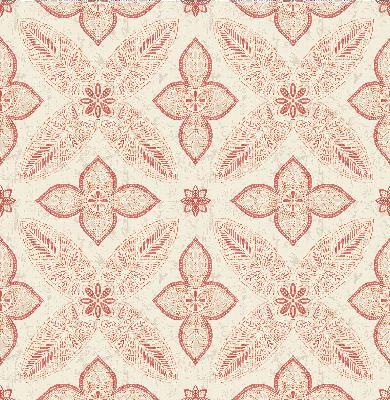 Brewster Wallcovering Off Beat Ethnic Red Geometric Floral Red