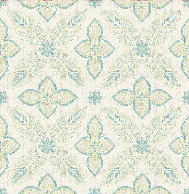 Brewster Wallcovering Off Beat Ethnic Turquoise Geometric Floral Turquoise