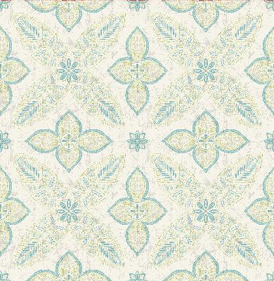 Brewster Wallcovering Off Beat Ethnic Turquoise Geometric Floral Turquoise