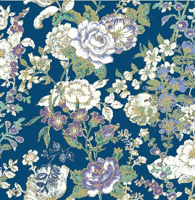 Brewster Wallcovering Ainsley Indigo Boho Floral Indigo