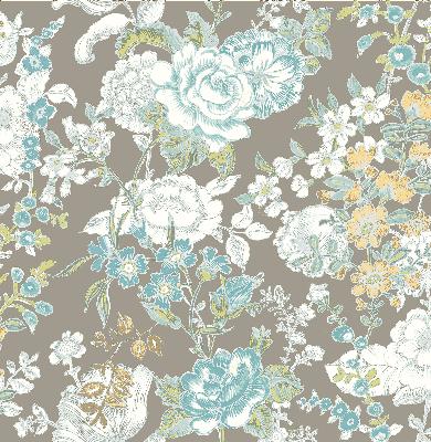 Brewster Wallcovering Ainsley Grey Boho Floral Grey