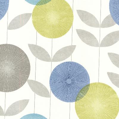 Brewster Wallcovering Monroe  Aquamarine Modern Floral Aquamarine