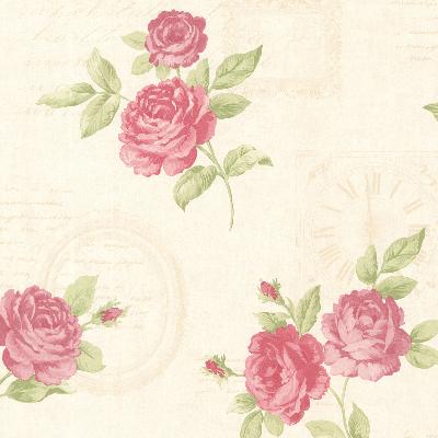 Brewster Wallcovering Venetia Pink Vintage Rose Toss Pink