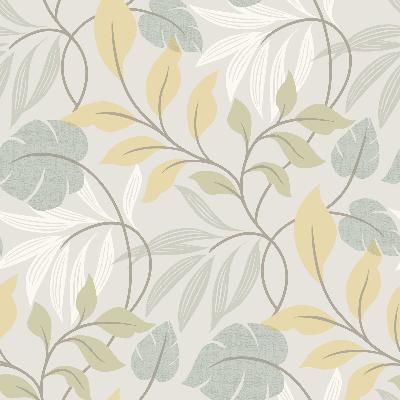 Brewster Wallcovering Clementine Blue Modern Leaf Trail Blue