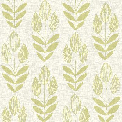 Brewster Wallcovering Skye Light Green Block Print Tulip Light Green