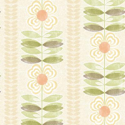 Brewster Wallcovering Avril Yellow Modern Floral Stripe Yellow
