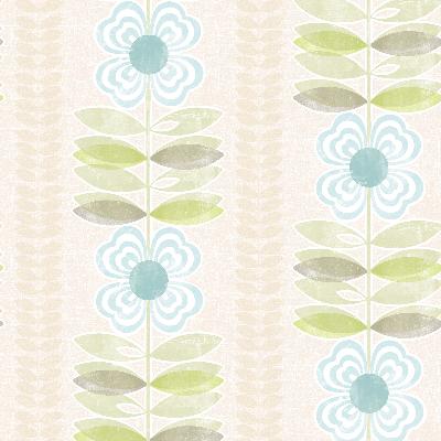 Brewster Wallcovering Avril Blue Modern Floral Stripe Blue