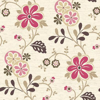 Brewster Wallcovering Darlene Magenta Modern Floral Trail Magenta