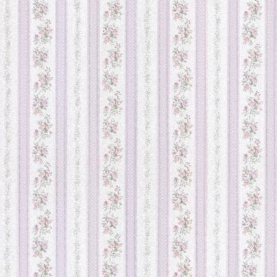 Brewster Wallcovering Merle Lavender Floral Stripe Lavender