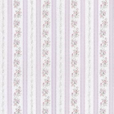 Brewster Wallcovering Merle Lavender Floral Stripe Lavender