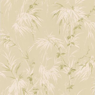 Brewster Wallcovering Nessa Beige Satin Leaf Motif Beige