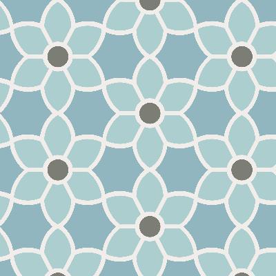 Brewster Wallcovering Blossom  Blue Geometric Floral Blue