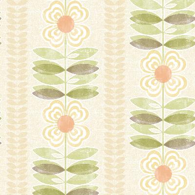 Brewster Wallcovering Flora Yellow Modern Floral Stripe Yellow